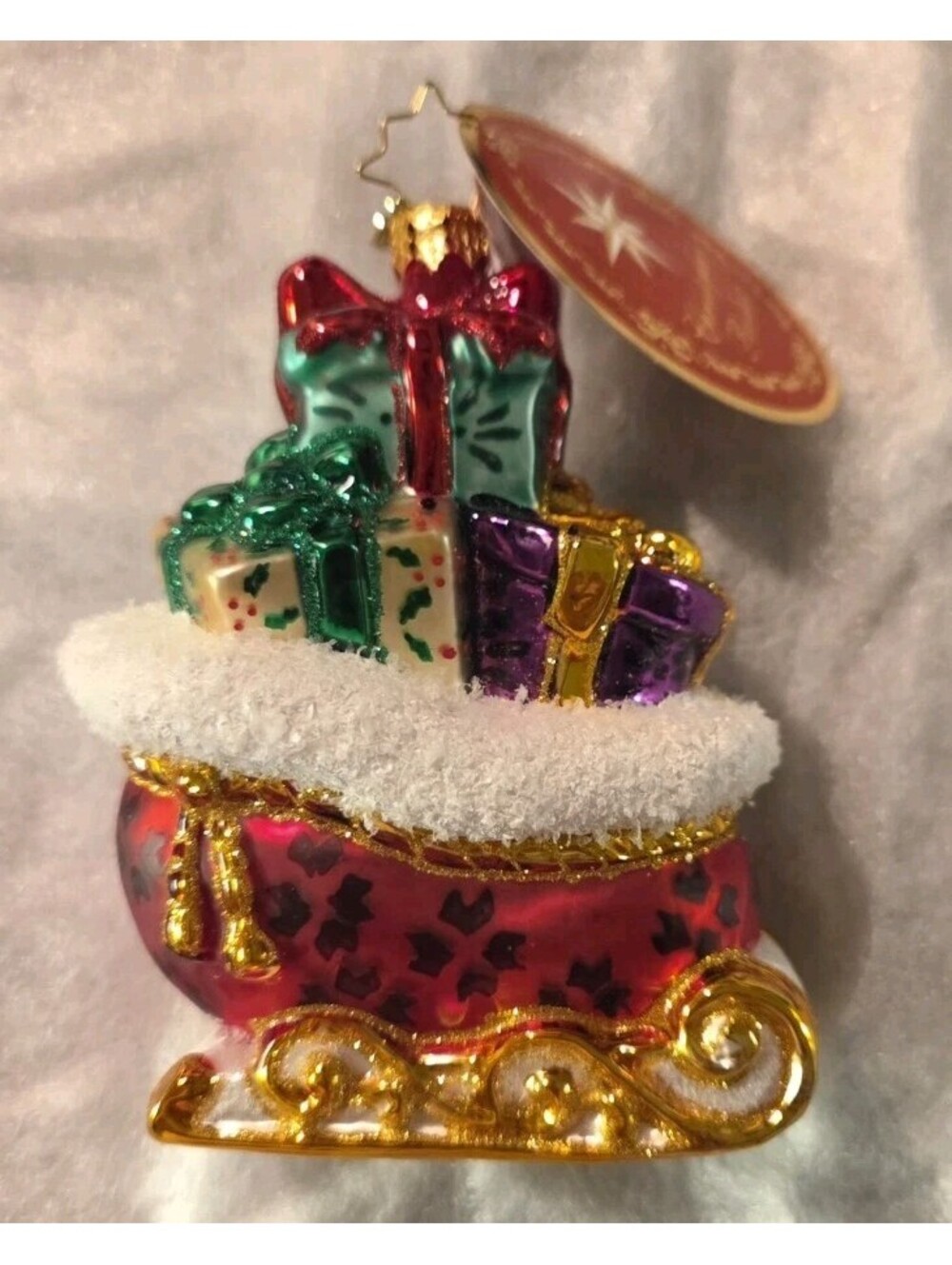 Christopher Radko Sleighful of Wonders Handpainted Glass Ornament, Mint w/Tag